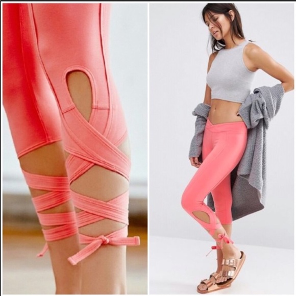 Free People Pants - Free People Movement coral lace up leggings, M